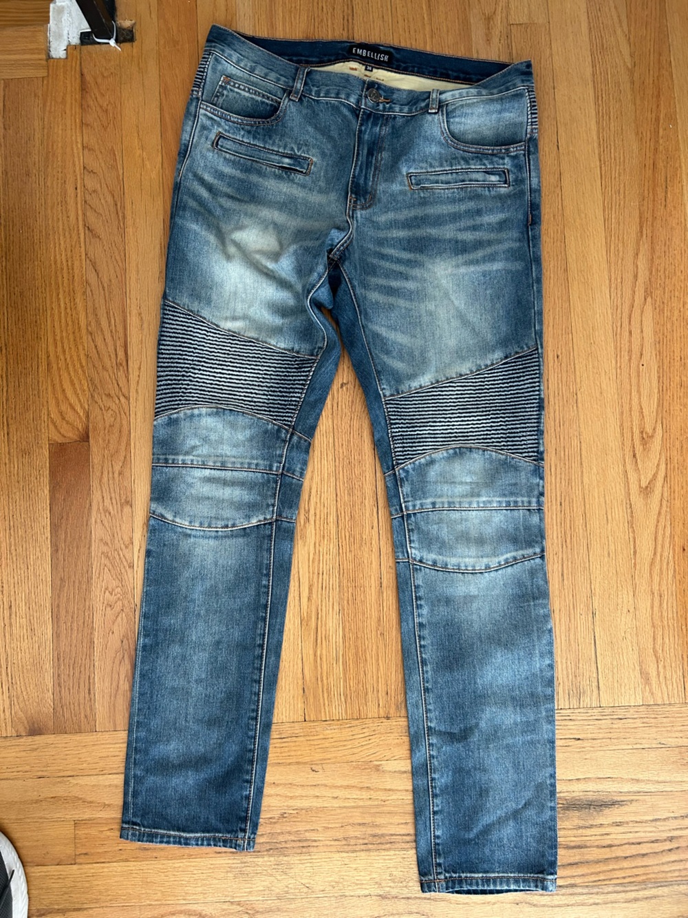 Emebellish Men’s Blue Moto Slim Jeans